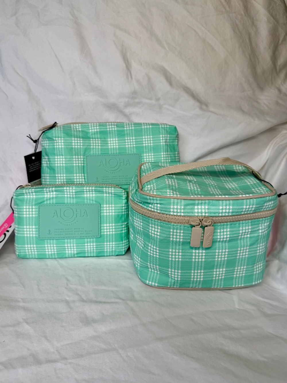 ALOHA Collection 3pc Set Cabin Crew Mini Small Pouch Splash Sprout NWT